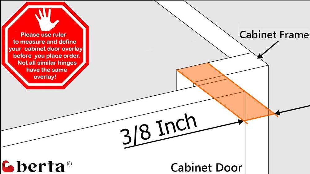 Berta (10 pcs) 3/8" Overlay Cabinet Door Hinges, 90 Degree Restricted Op...