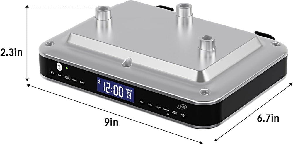 iLive Bluetooth Under Cabinet Radio with Clock, Timer & LED Kitchen Light