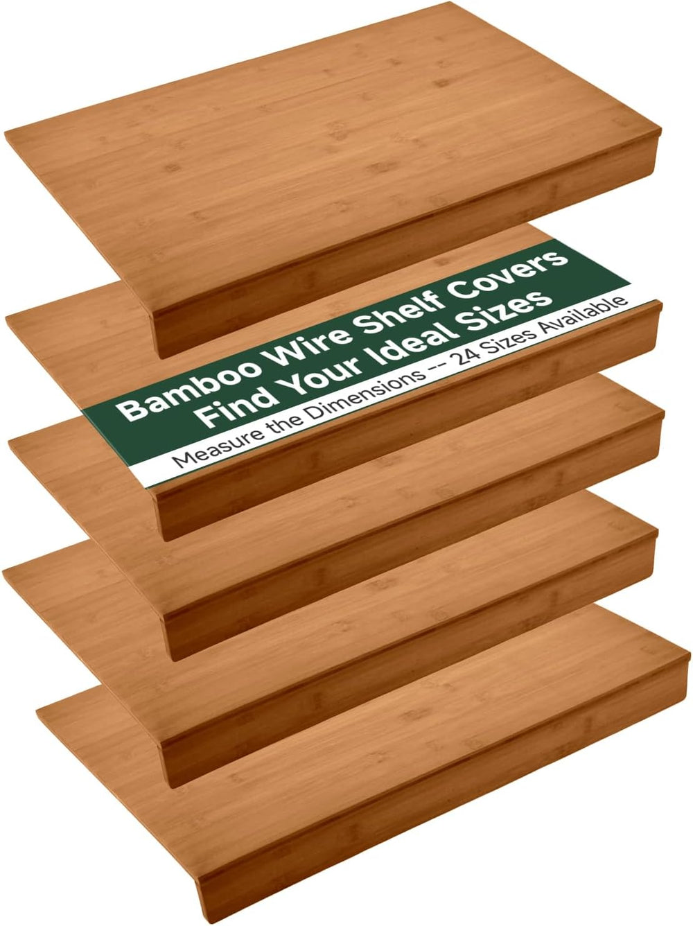 Wire Shelf Covers for Shelves, Bamboo, 5Pcs, 24" W x 16" D