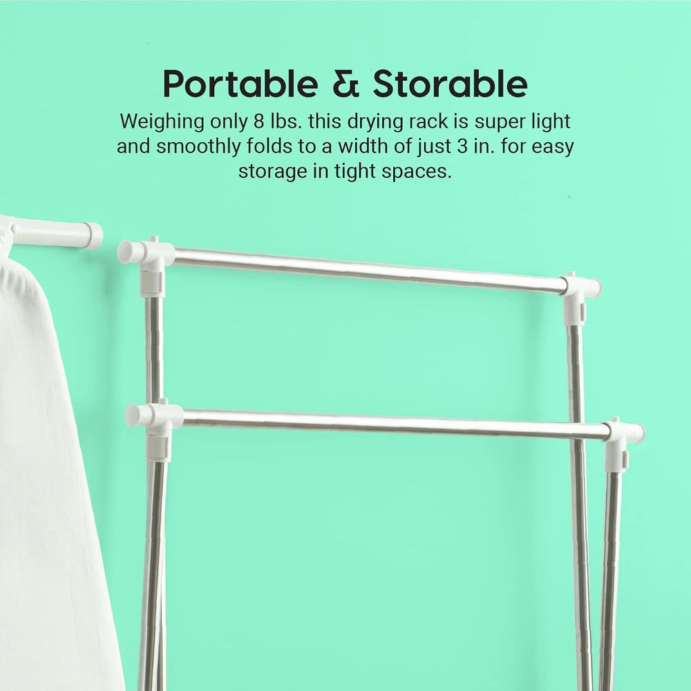 IRIS USA Foldable Drying Rack with Extendable Rods for Large Laundry Loads, C...