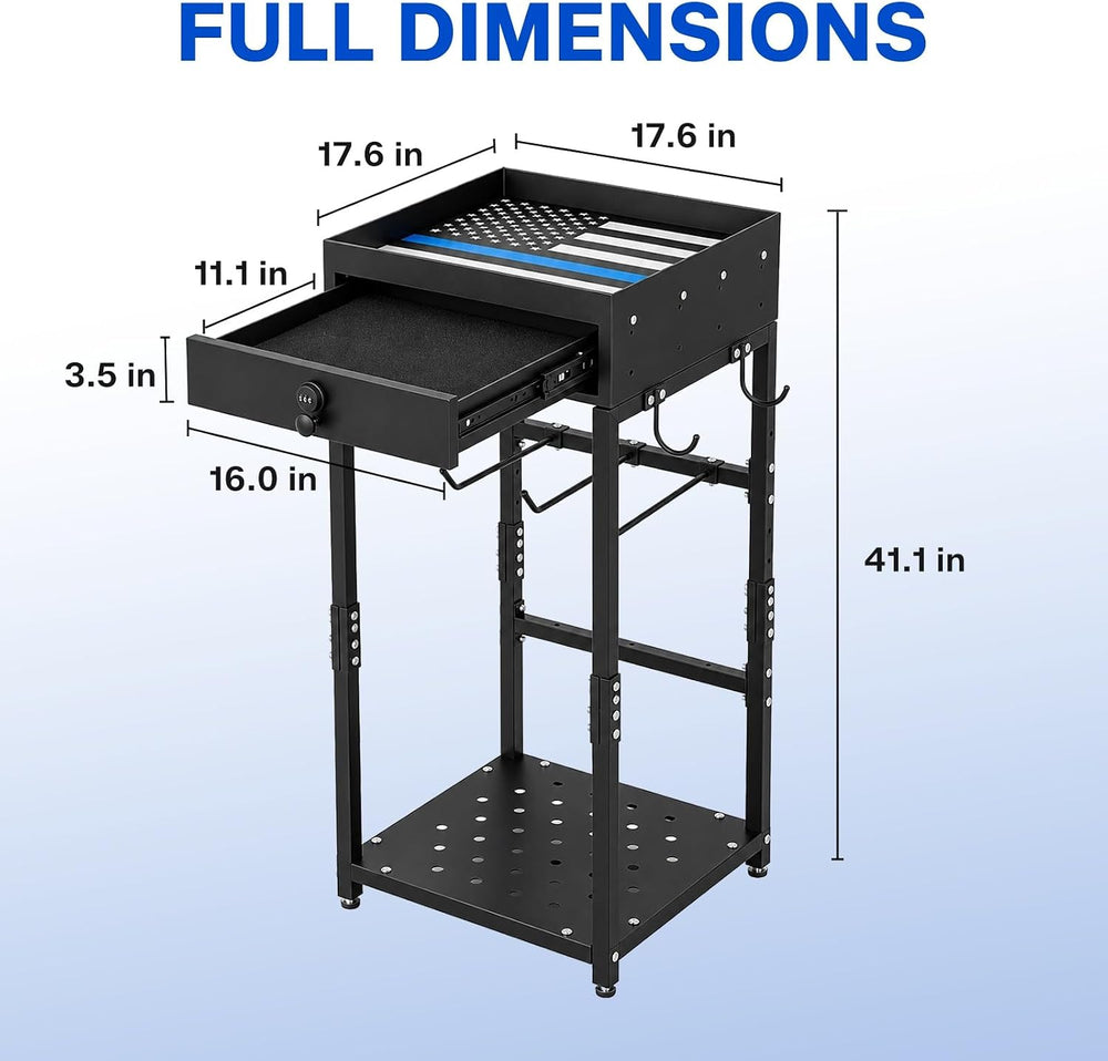 Police Gear Stand, Heavy Duty Steel Tactical Gear Rack w Lockable Drawer
