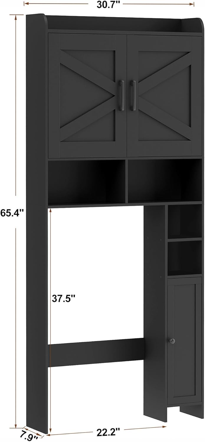 Homhedy Wooden Over The Toilet Storage Cabinet with Barn Door