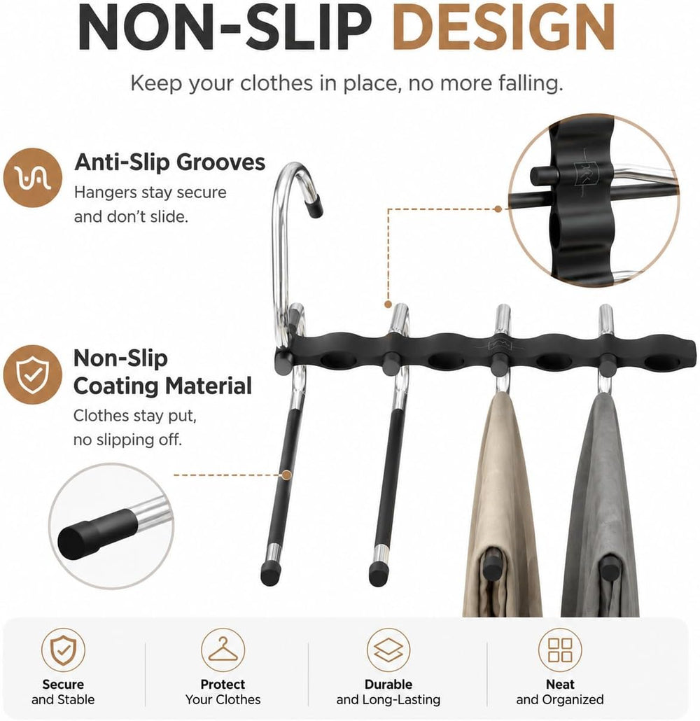 Space-Saving Pants Hangers, 5-Tier, 20 Clips, 4 Pack