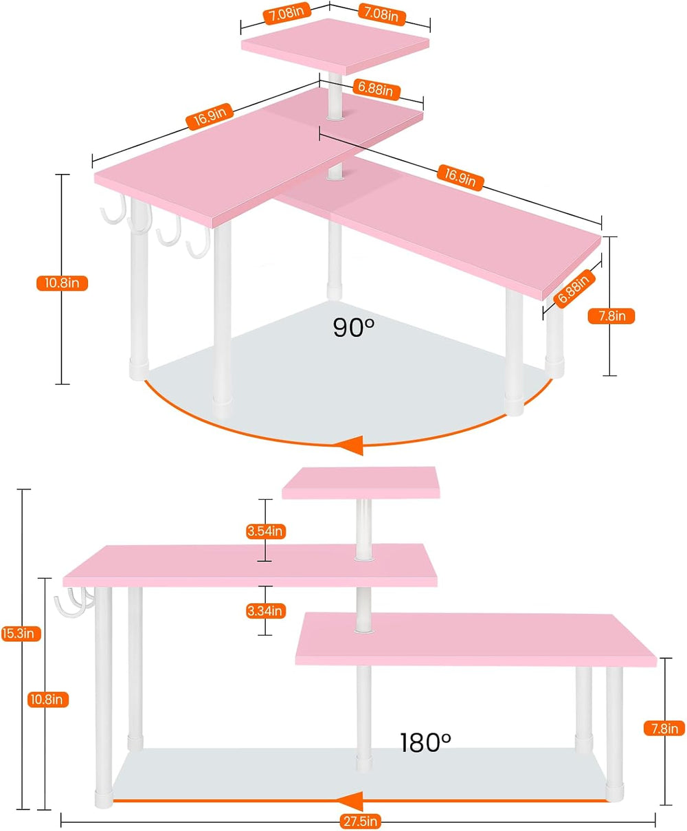 3-Tier Counter Organizer Shelf for Bathroom, Corner Shelf for Countertop, Ove...