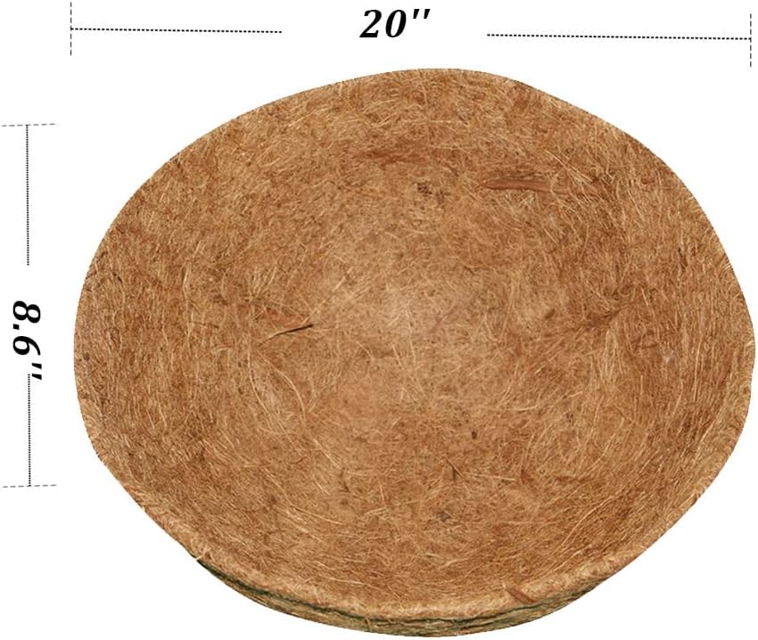 2PCS Hanging Basket Liners Coco Liner 20 Inch Round Coconut Coir Basket for P...