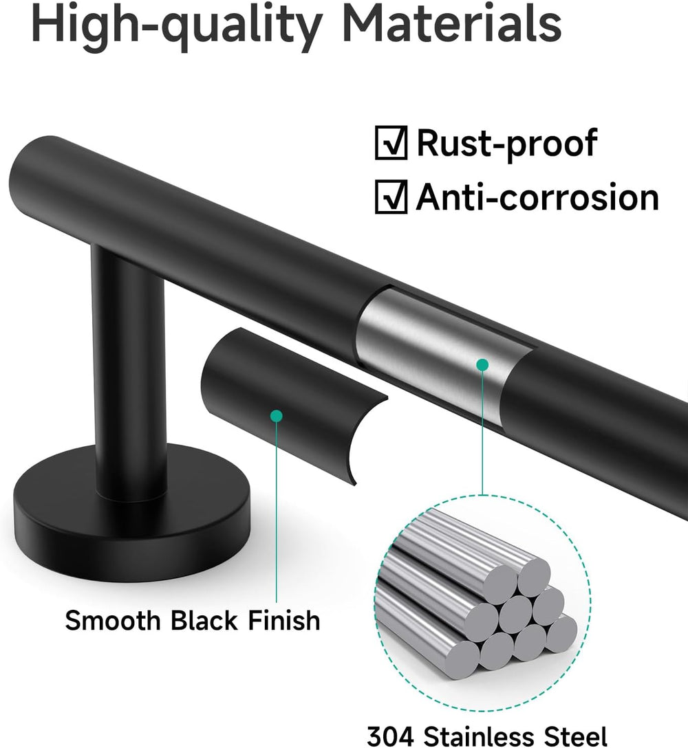 4PCS Matte Black Bathroom Accessories Set, 24-Inch Towel Bar Set