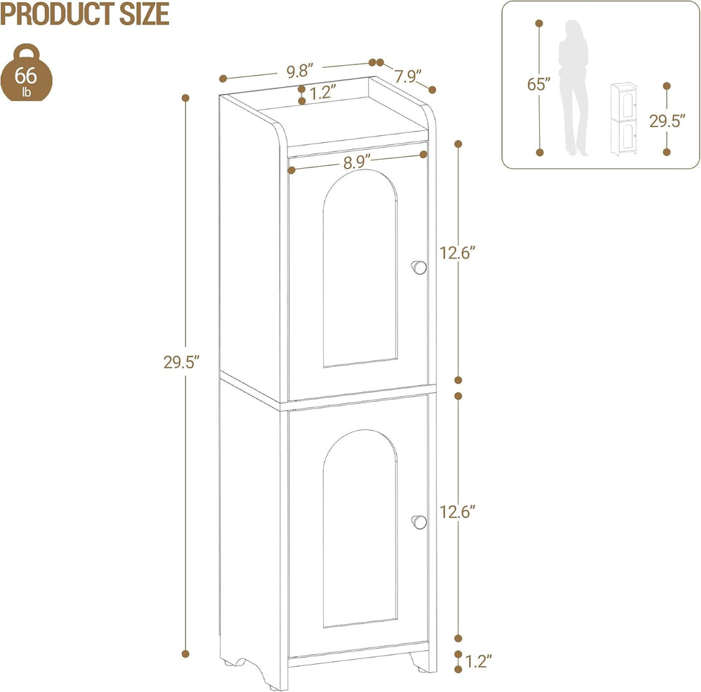 Hzuaneri Bathroom Storage Cabinet, Small Corner Floor Cabinet with 2 Doors