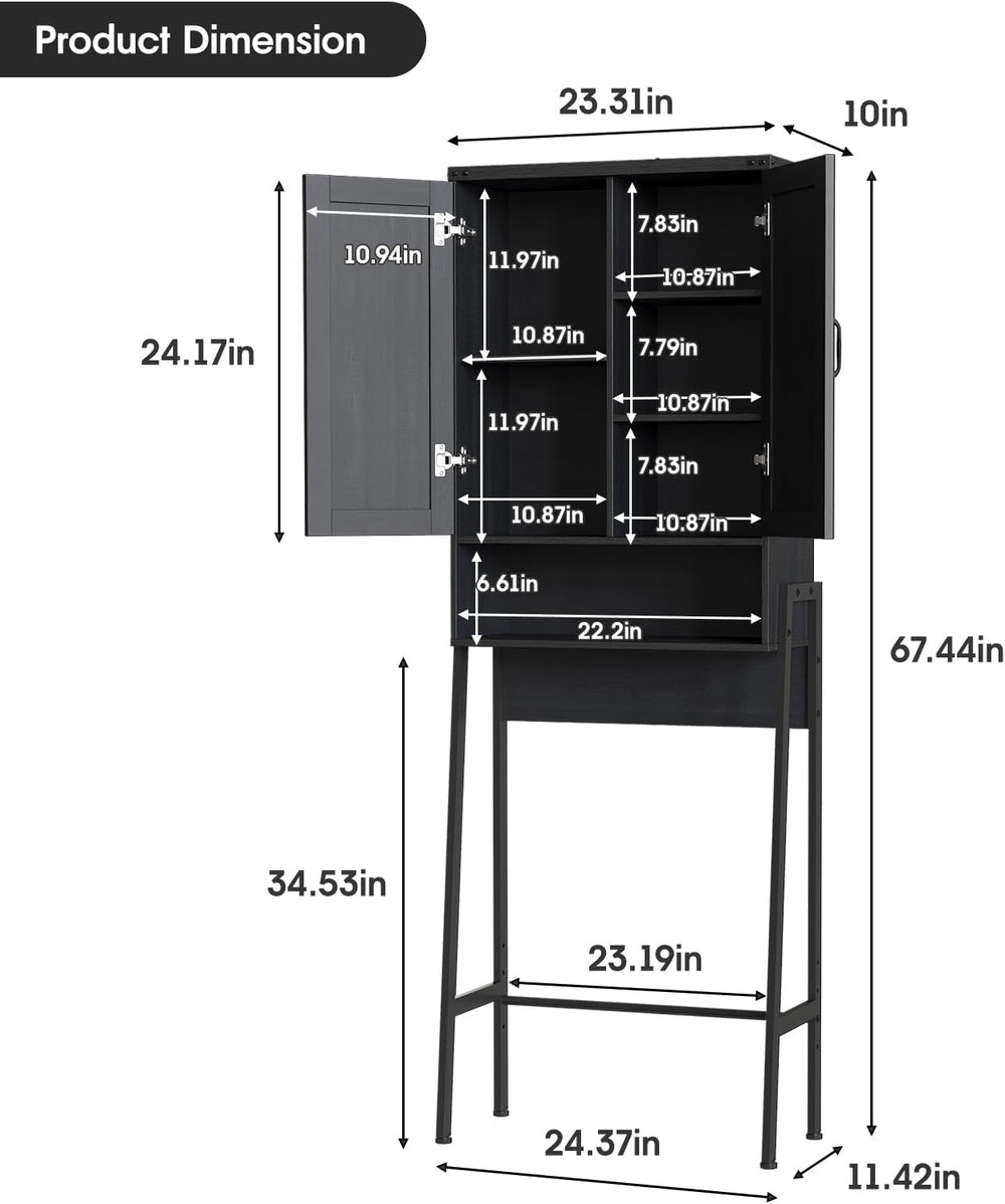 Vabches Over The Toilet Storage Cabinet with 2-Door Design Bathroom Organizer...