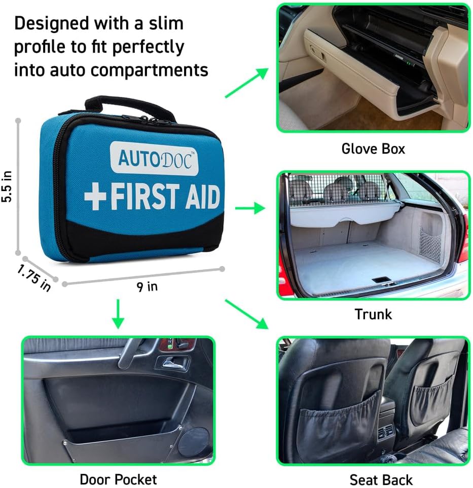 Auto First Aid Kit for Car, Truck, Vehicles, 100 Piece - OSHA Compliant