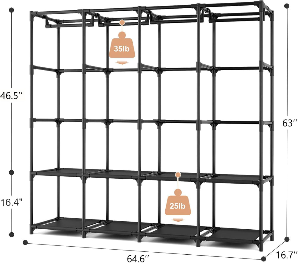 Portable Closet for Hanging Clothes, 67 Inch Wide Portable Wardrobe Closet wi...