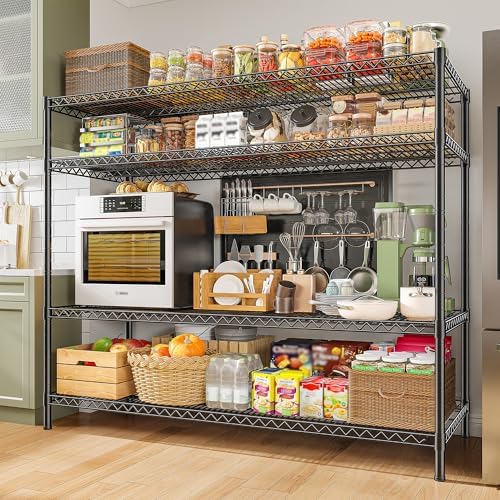 REIBII 2560LBS Storage Shelves 55.5"W Metal Shelving Unit 4 Tier Wire Sh...