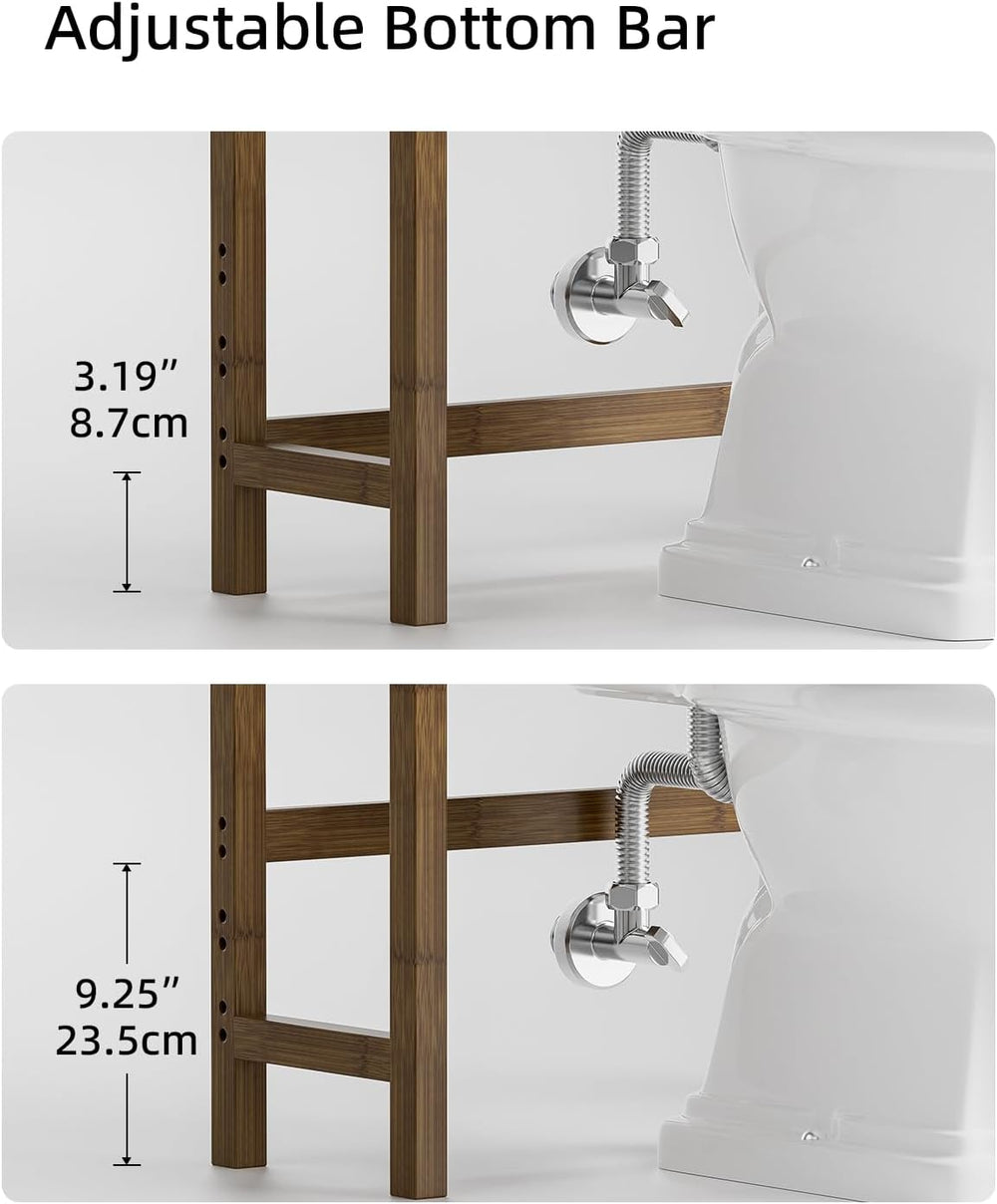 SMIBUY Bathroom Storage Shelf, Bamboo Over-The-Toilet Organizer Rack, Freesta...