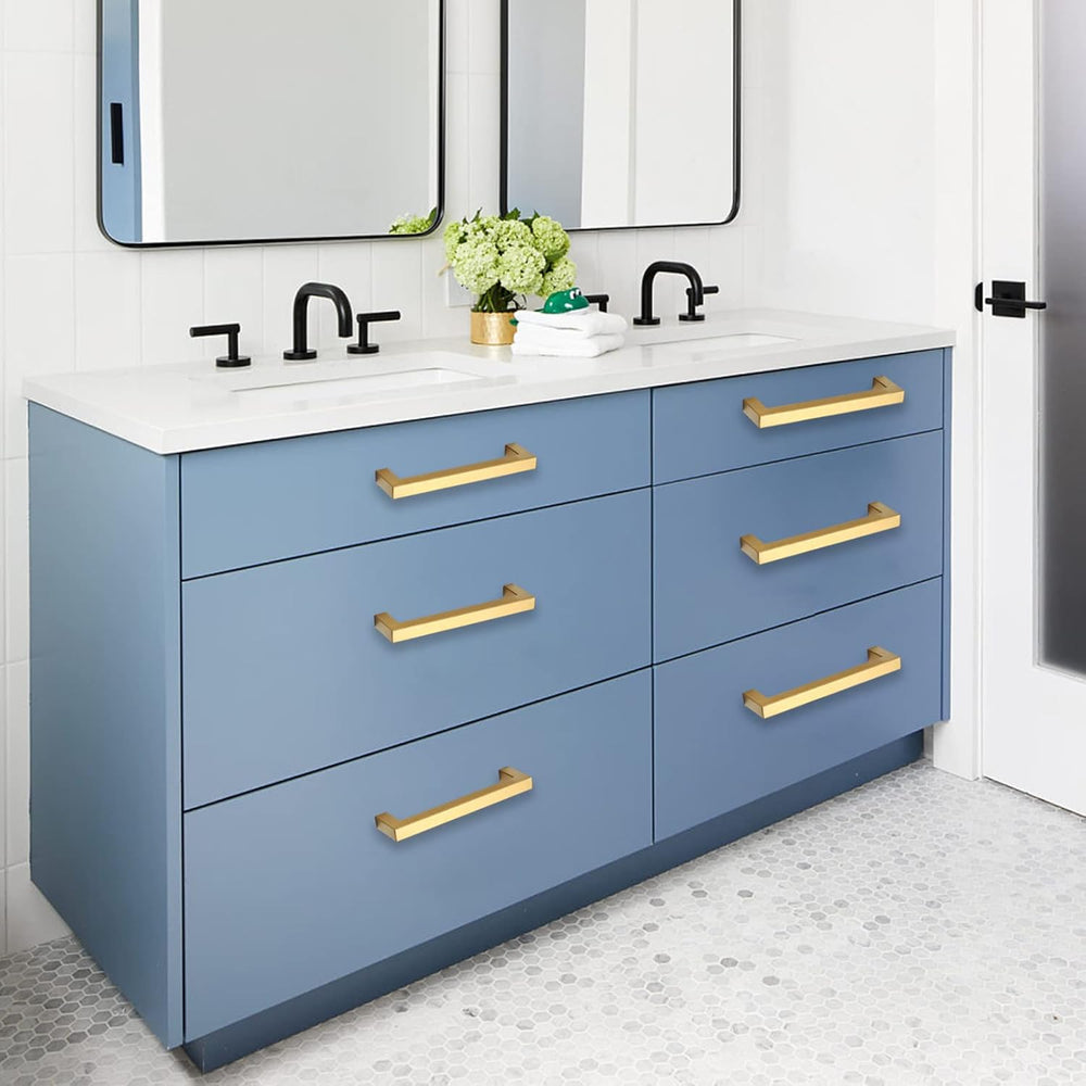 30 Pack 3 Inch Gold Cabinet Pulls, Square Drawer Handles