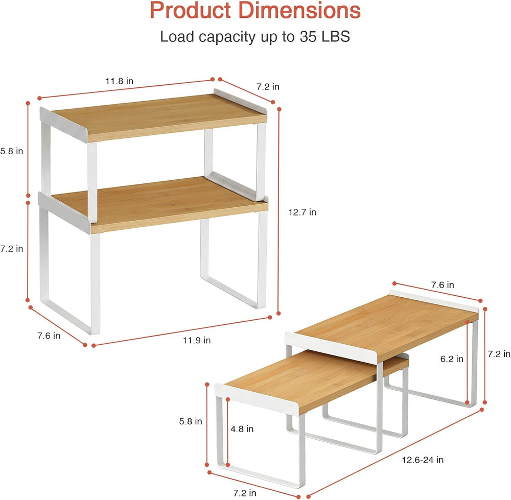 Goozii Cabinet Shelf Organizers Set of 4, Kitchen Countertop Rack for Plates ...
