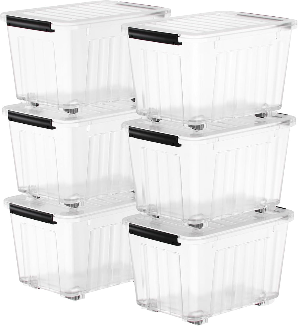 Nazhura 72 Quart Plastic Storage Bin, Stackable and Nestable Storage Boxes (6...