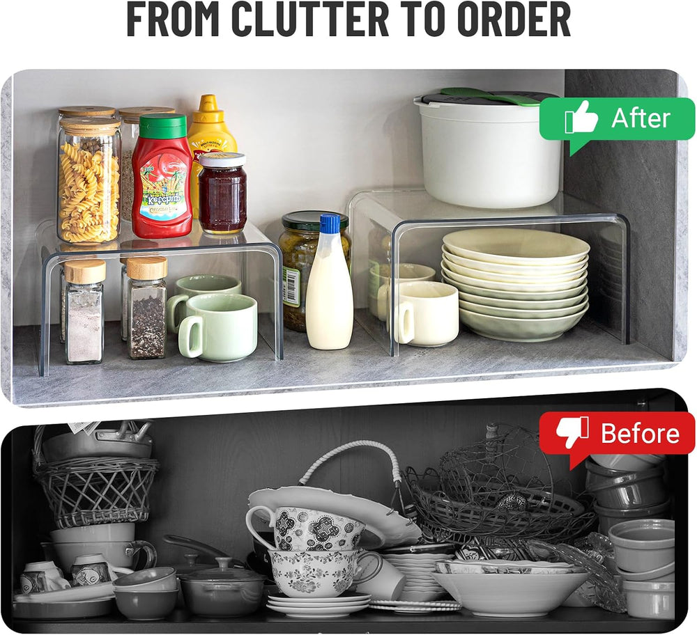 Bobomoment Clear Cabinet Organizer, Stackable Shelf Organizer Set of 4