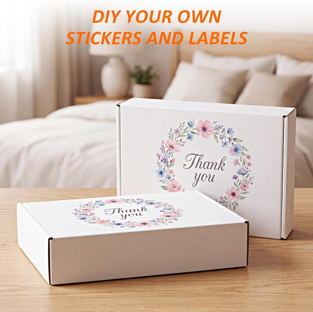 HORLIMER 9x6x2 Shipping Boxes Set of 60, White Corrugated Cardboard Mailer Bo...