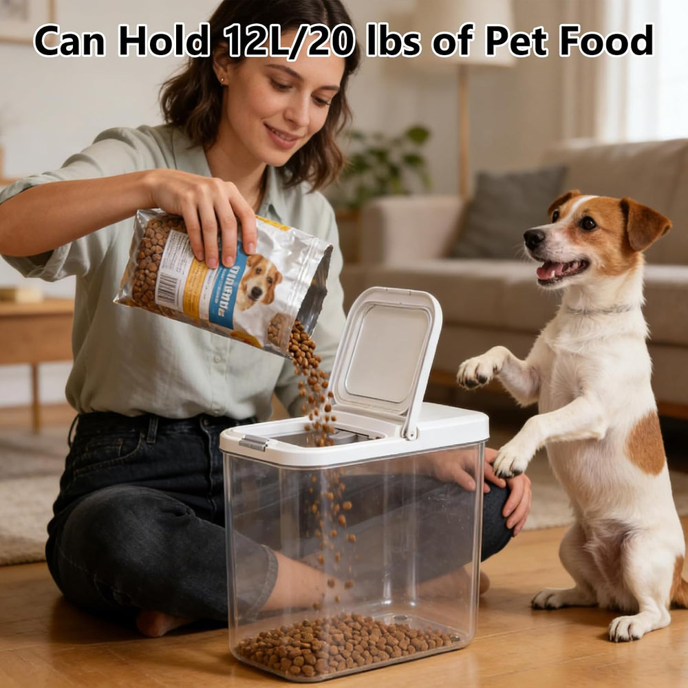 YEXEXINM Pet Food Storage Container with Lid & Scooper 10-15lbs/12L Dog F...
