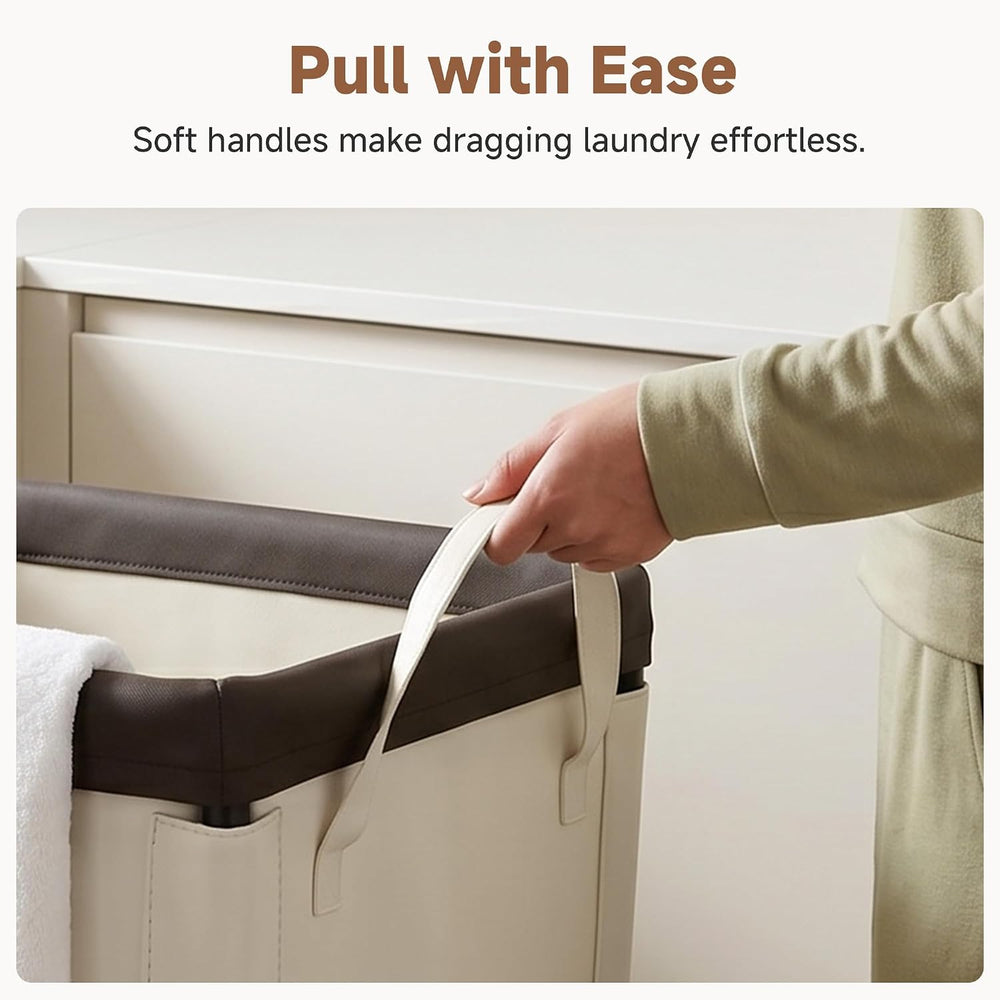 StorageWorks Laundry Hamper with Wheels, 210L Rolling Beige Basket