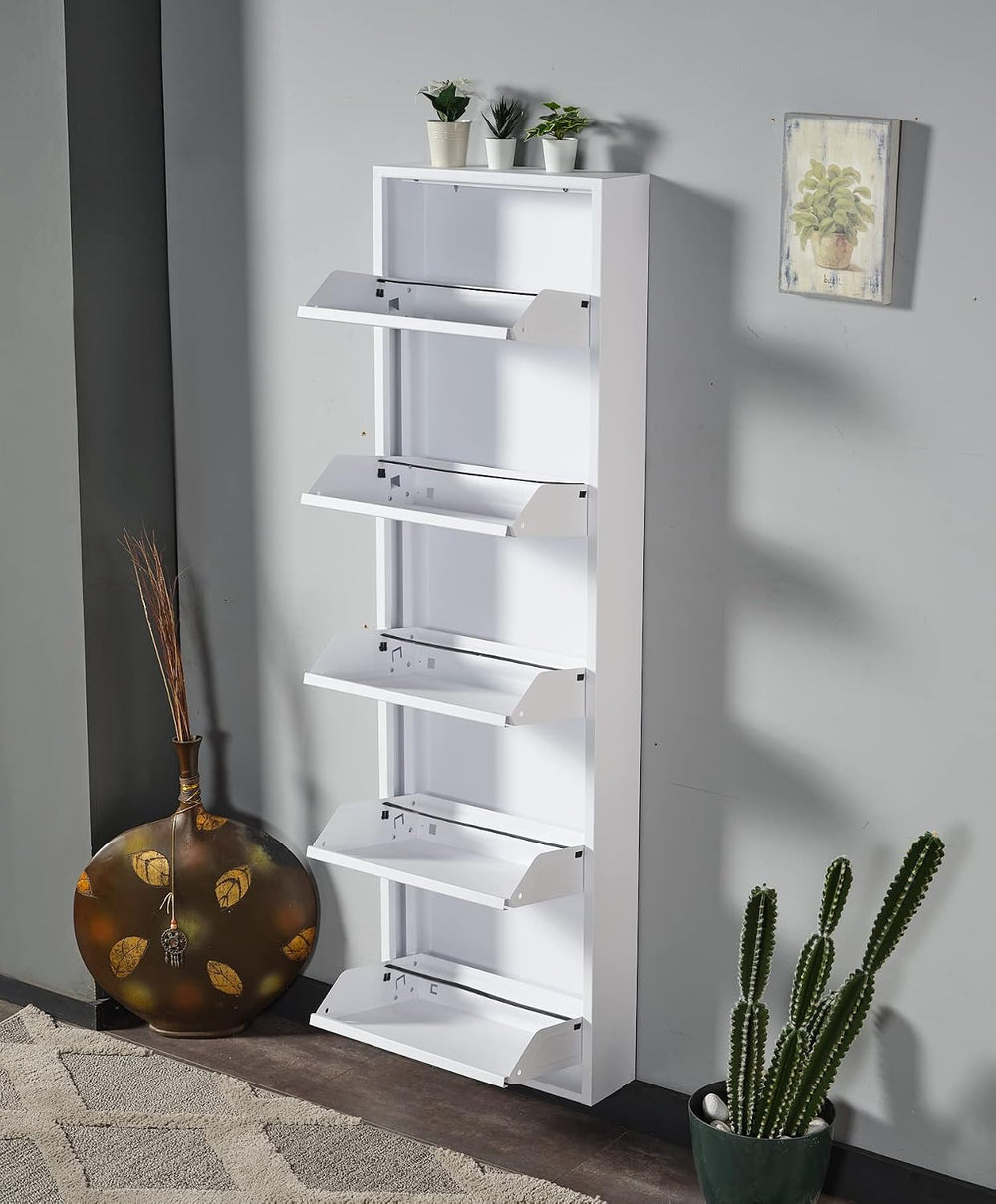 Flip Drawer Shoe Cabinet, Storage Organizer, Freestanding Shoe Rack, Wall Mou...