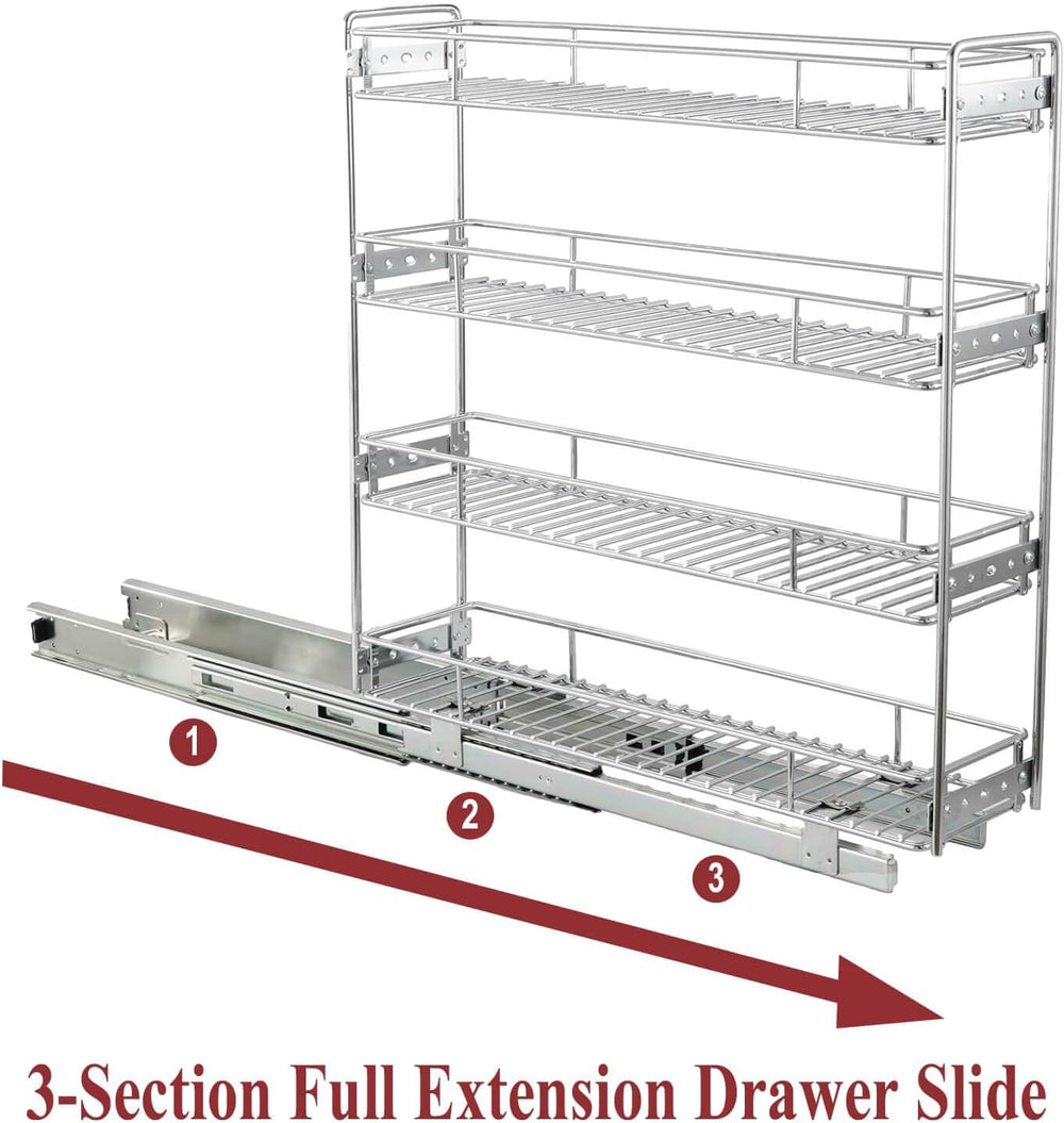 OCG 4-Tier Pull Out Kitchen Cabinet Spice Rack Holder Shelves (8" W x 21...