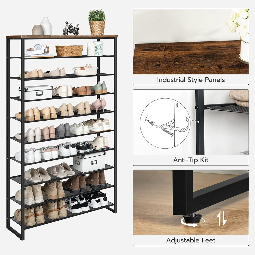 HOOBRO 10-Tier Shoe Rack for Entryway, 39.4" L Shoe Storage Organizer, L...