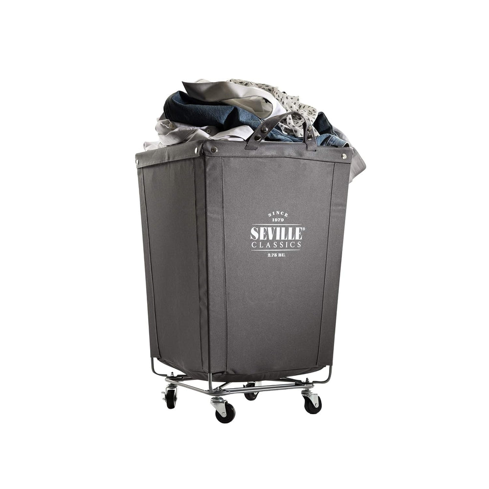 Heavy-Duty Canvas Laundry Hamper w/ Wheels, 18.1"W x 18.1"D, Gray