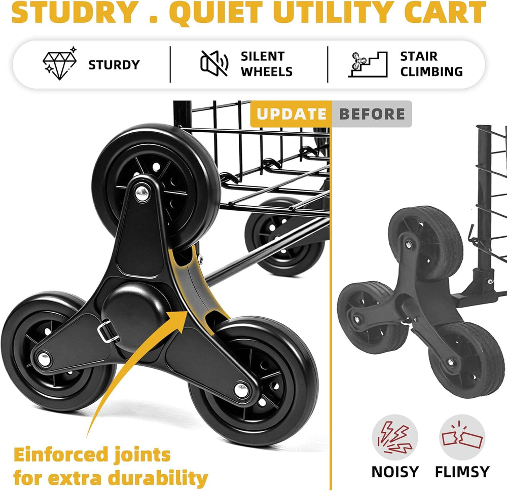 Kiffler Stair Climber Grocery Shopping Cart with 360° Swivel & Tri-Wheels