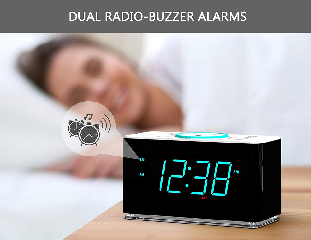 Emerson Smartset Wireless Charging Dual Alarm Clock Radio with PLL FM, 15 Wat...