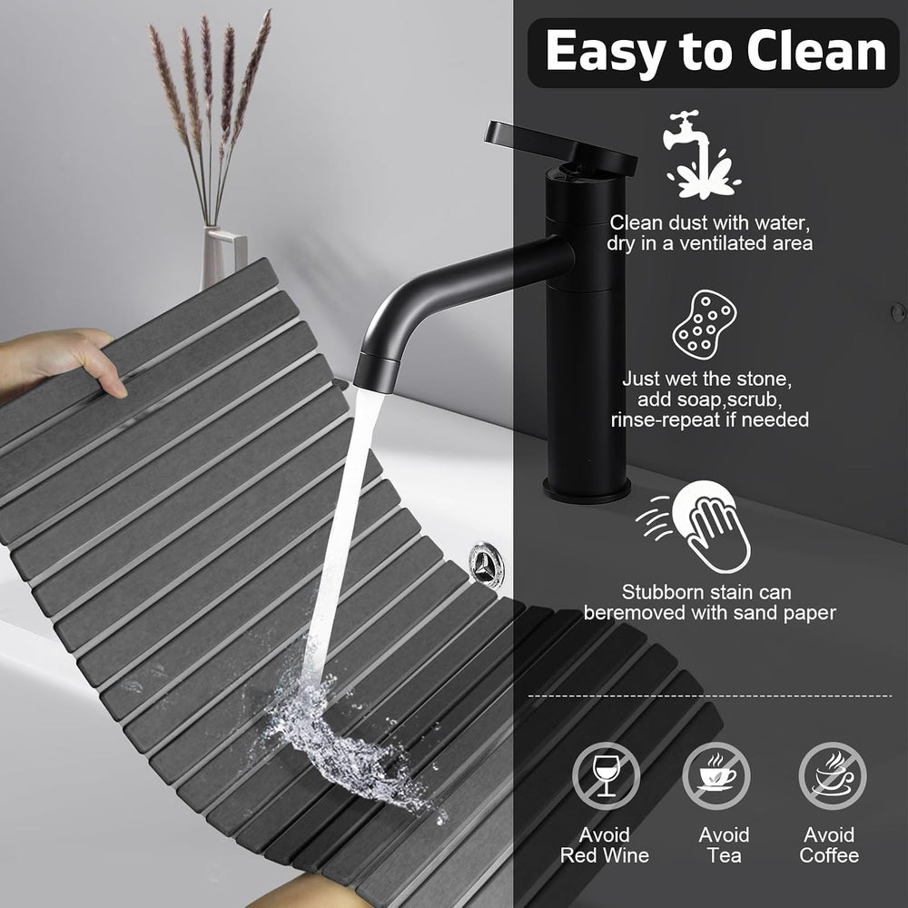 Extra-Large Dish Drying Mat for Kitchen Counter, Foldable Super Absorbent Dia...