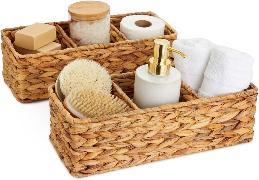 Farmlyn Creek 3-Section Rectangular Wicker Basket - Three Compartment Toilet ...