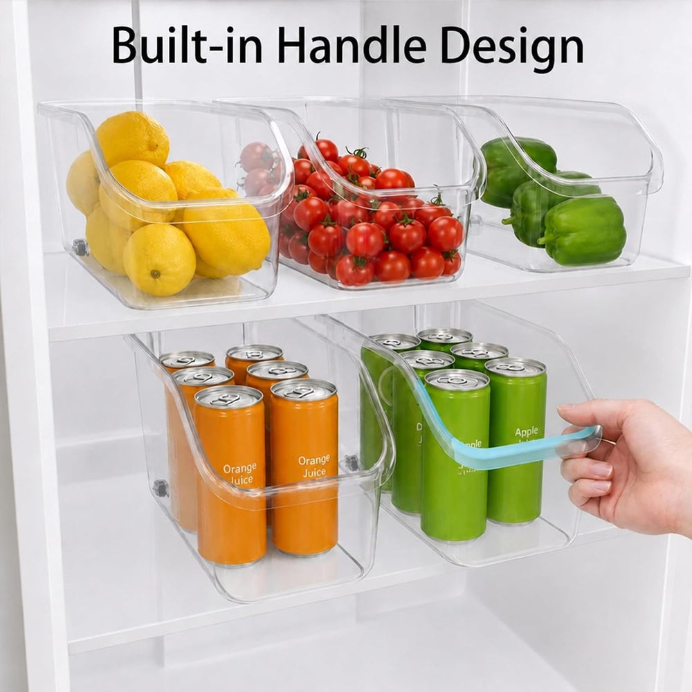 8 Pack Plastic Storage Bins with Wheels, Clear Pantry Organizer Bins