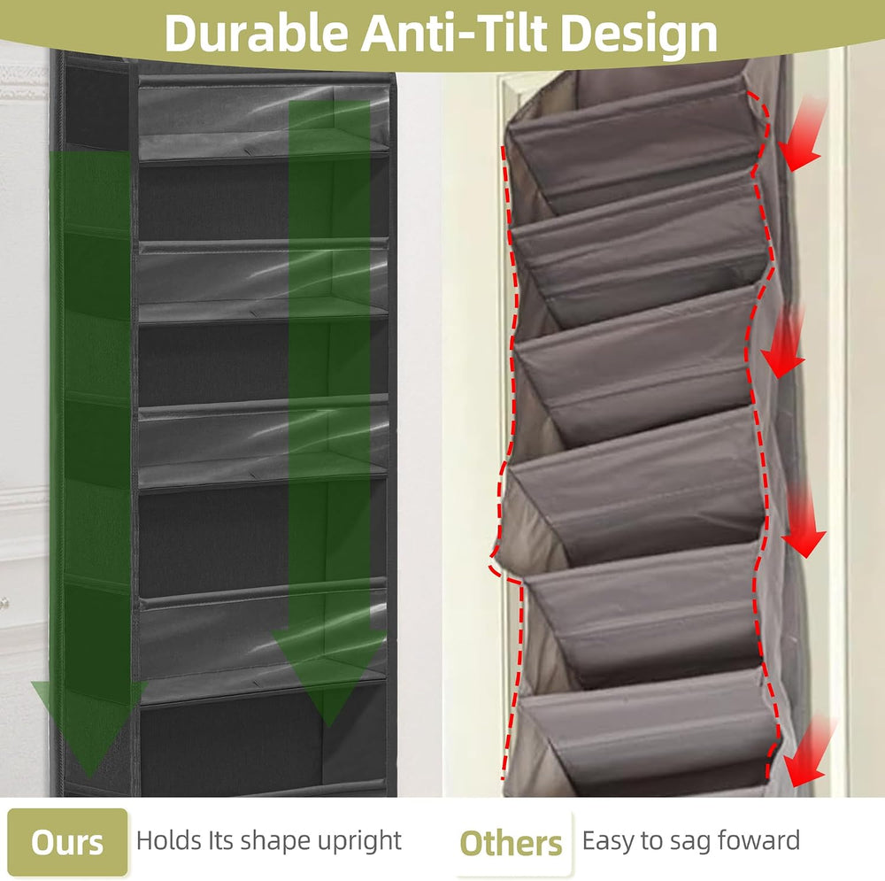 Over Door Organizer with 6 Extra Large Pockets 12 Side Pockets, Sturdy Closet...