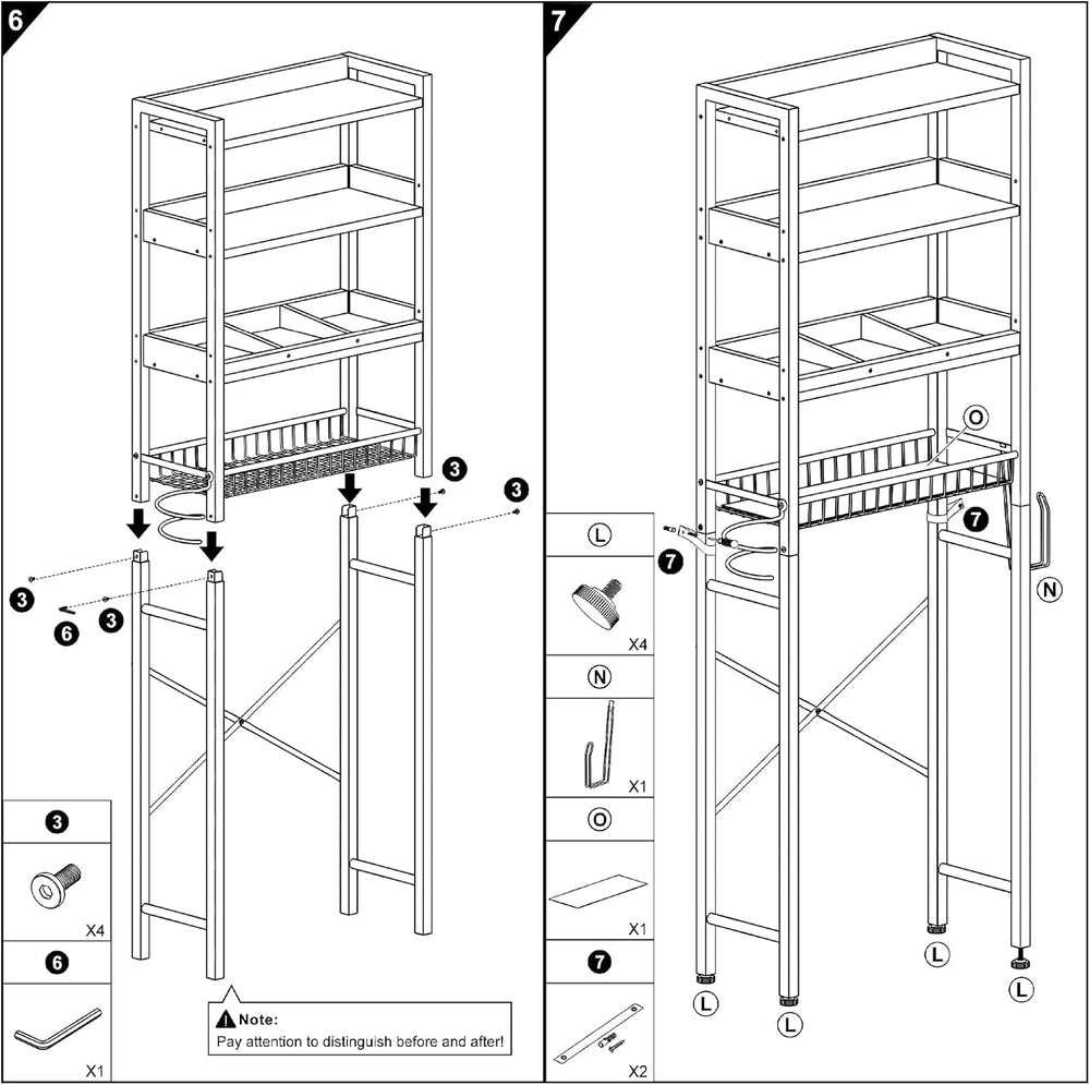 Over The Toilet Storage Cabinet,4 Tier Bathroom Organizer and Storage With Ad...