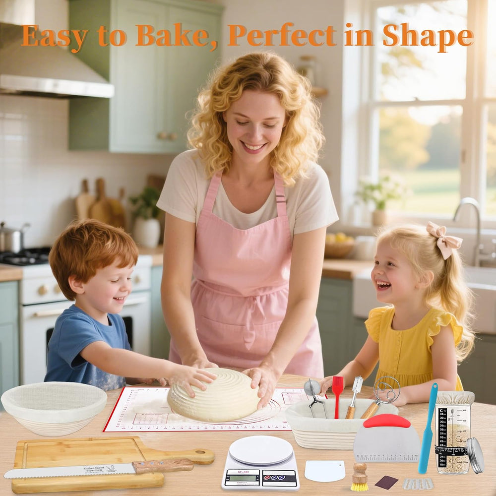 Aliggbent 40Pcs Sourdough Starter Kit, Banneton Proofing Baskets, Scale Jar