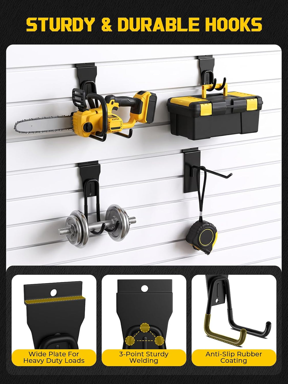 24 Pack Slatwall Accessories, Heavy Duty Slat wall Hooks & Storage Straps