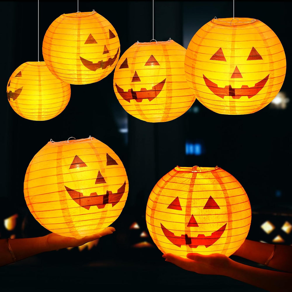 Retisee 20 Pcs 10 Inch Halloween Pumpkin Paper Lanterns Jack O Lantern