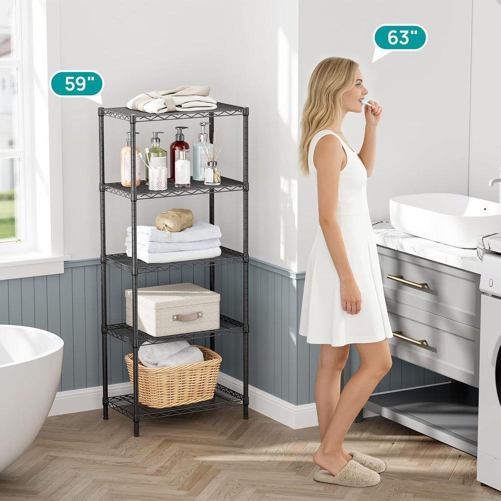 5 Metal Shelves Wire Shelving Storage Shelf Adjustable Unit Pantry