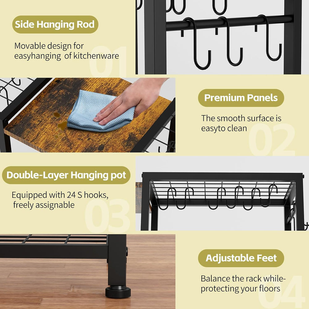 Pot Rack —Expandable Pot and Pan Organizer Rack, Freestanding Kitchen Pot and...