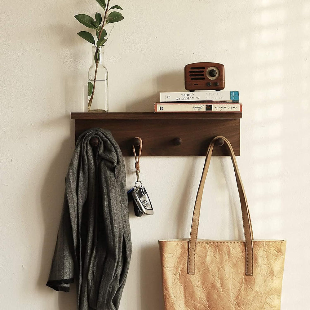 Entrance Coat Rack ,Coat Hooks, Wall-Mounted Wooden Hook Rack, Wall-Mounted S...