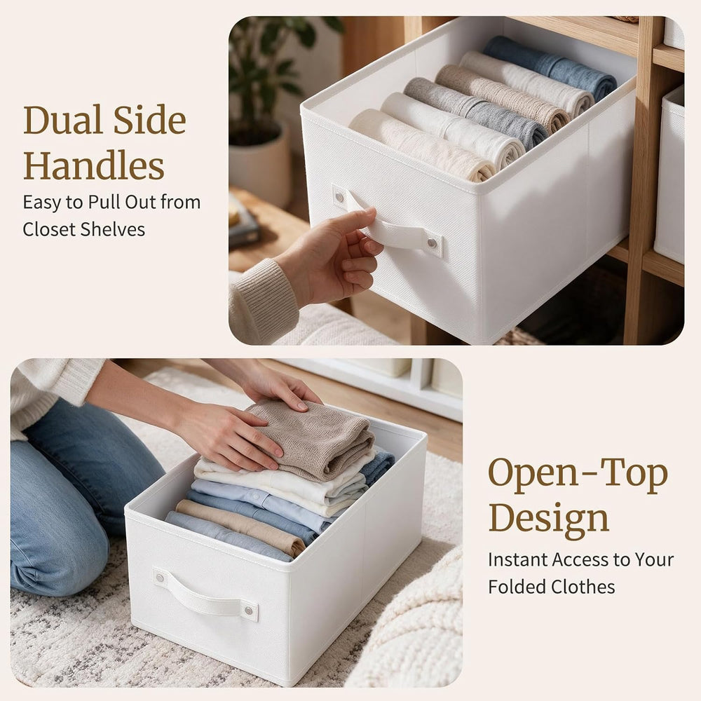 Storage Basket, Closet Organizer, 3 Pack, White, 18.5x11x7.9 In
