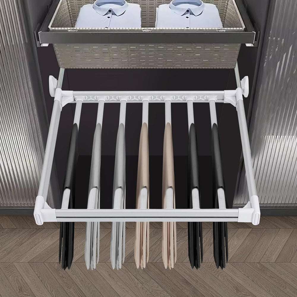 11 Arms Slide Out Pants Rack Closet Pants Hanger Bar Pull Out Trousers Rack T...