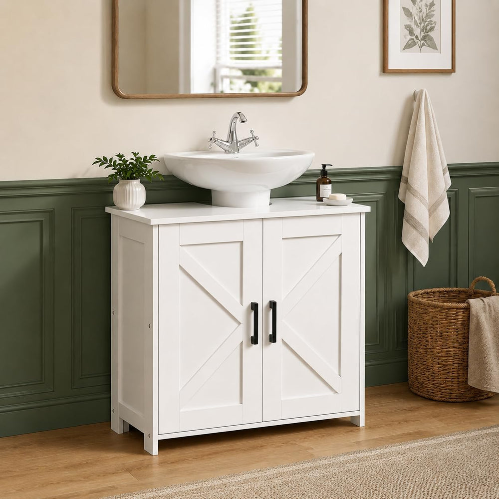 23.6" W Farmhouse Pedestal Sink Storage Cabinet with Adjustable Shelf