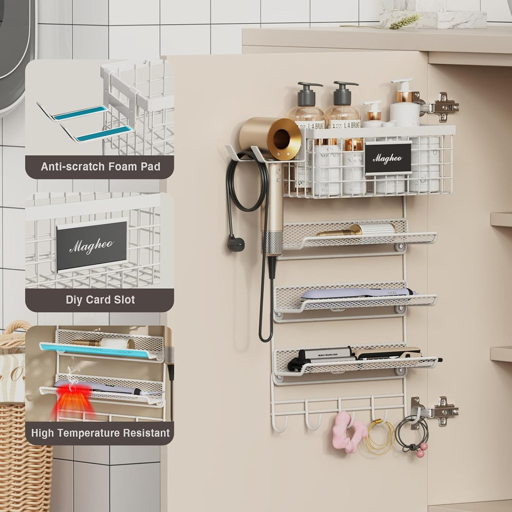 Magheo Hair Dryer Holder Wall Mounted, Adheisve Hair Tool Organizer for hair ...