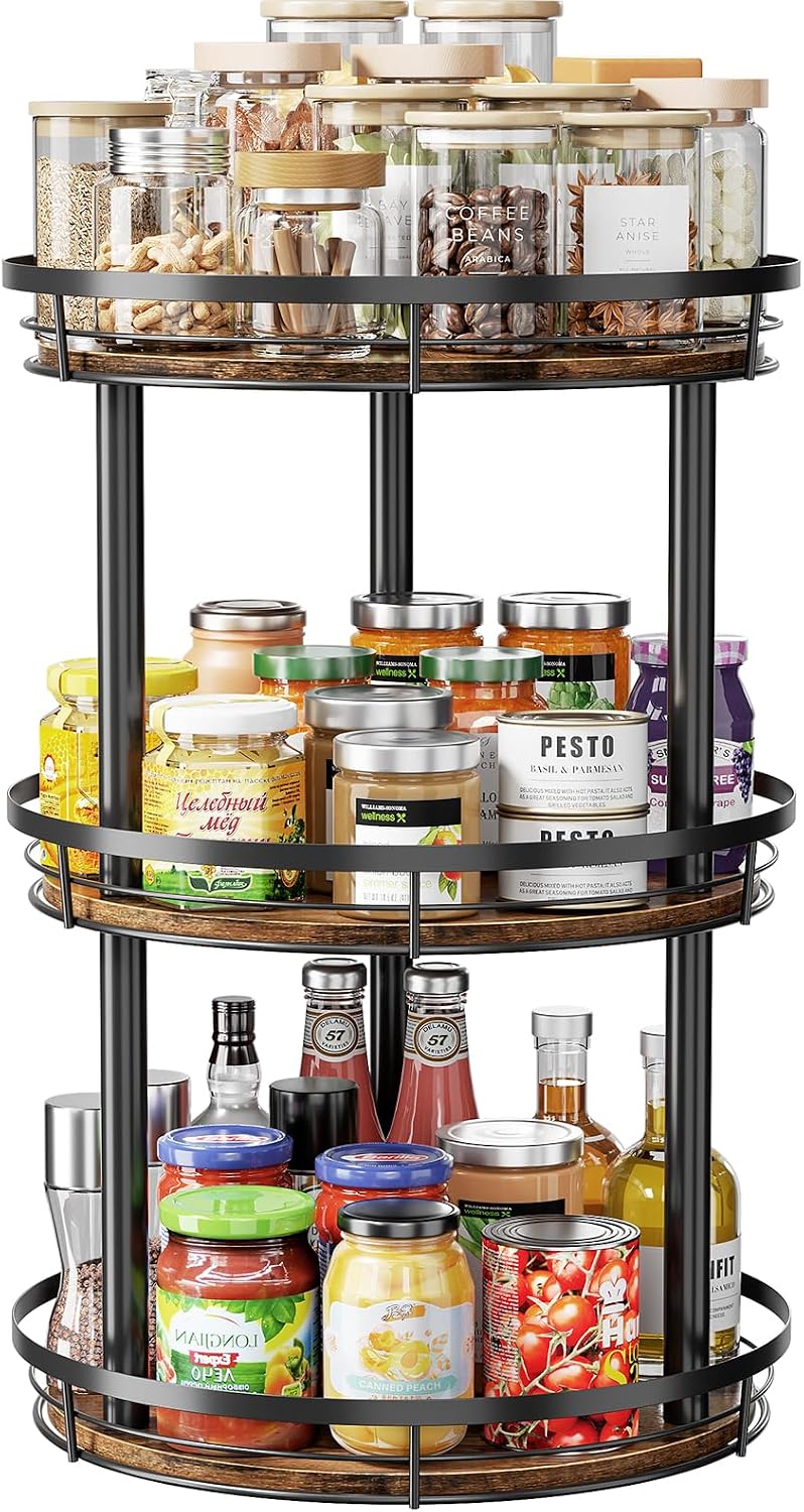LAMU Rotating Spice Rack Lazy Susan Seasoning Organizer for Cabinet Kitchen