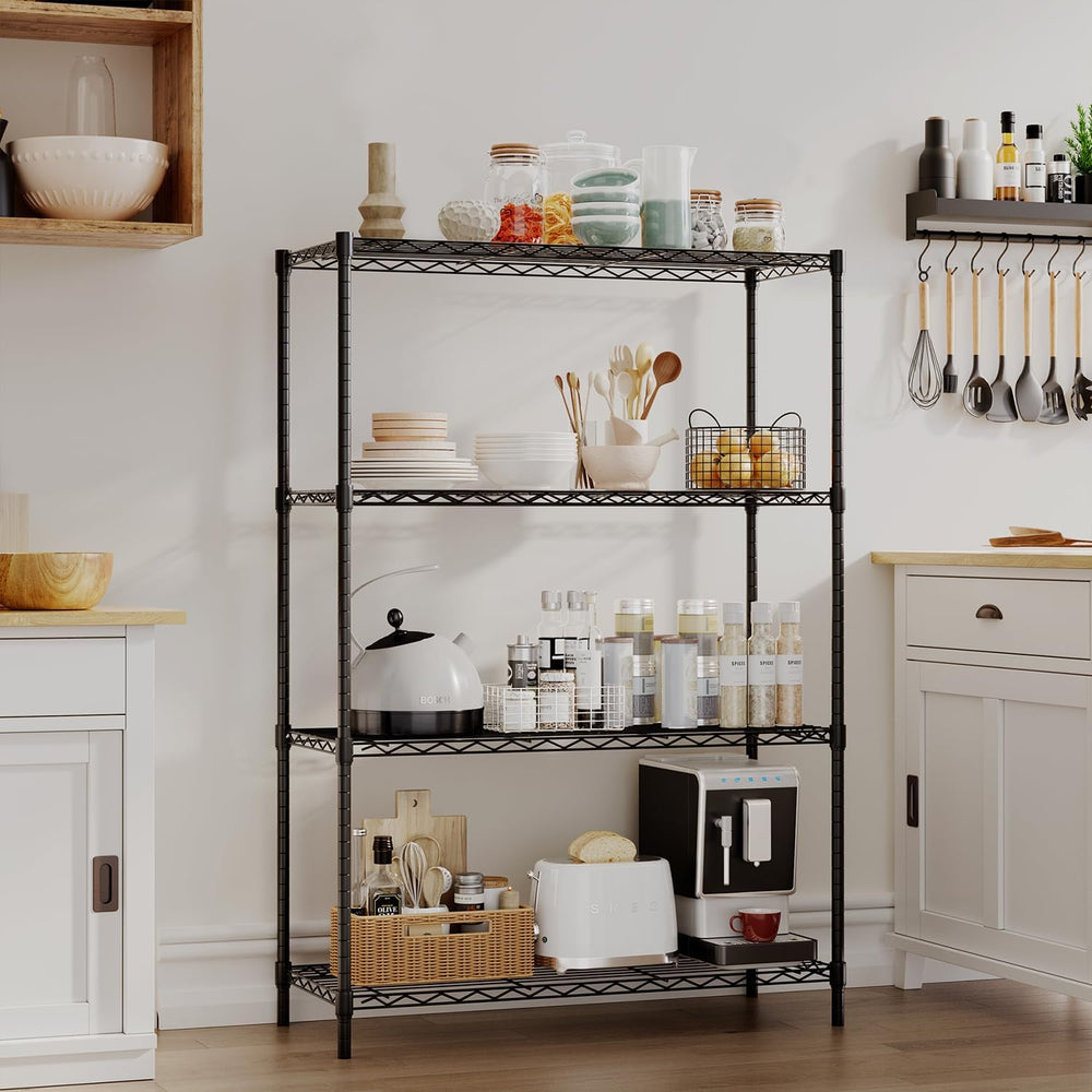 BestOffice | 4-Tier Wire Shelf | 36" x 14" x 54" | Black