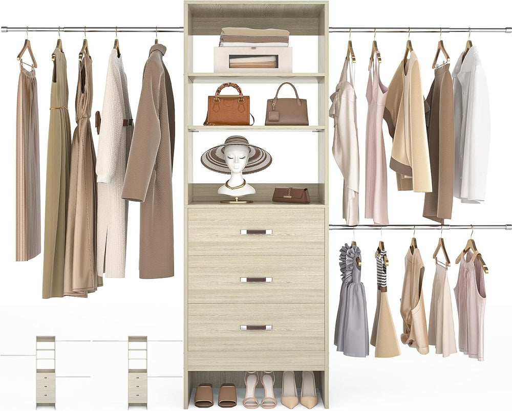 Besiost 96'' Closet Organizer System with 3 Hanging Rods, 8FT Closet ...