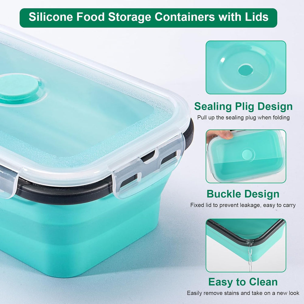 Sudaya 8 Pack Collapsible Food Storage Containers With Lids, Collapsible Stor...