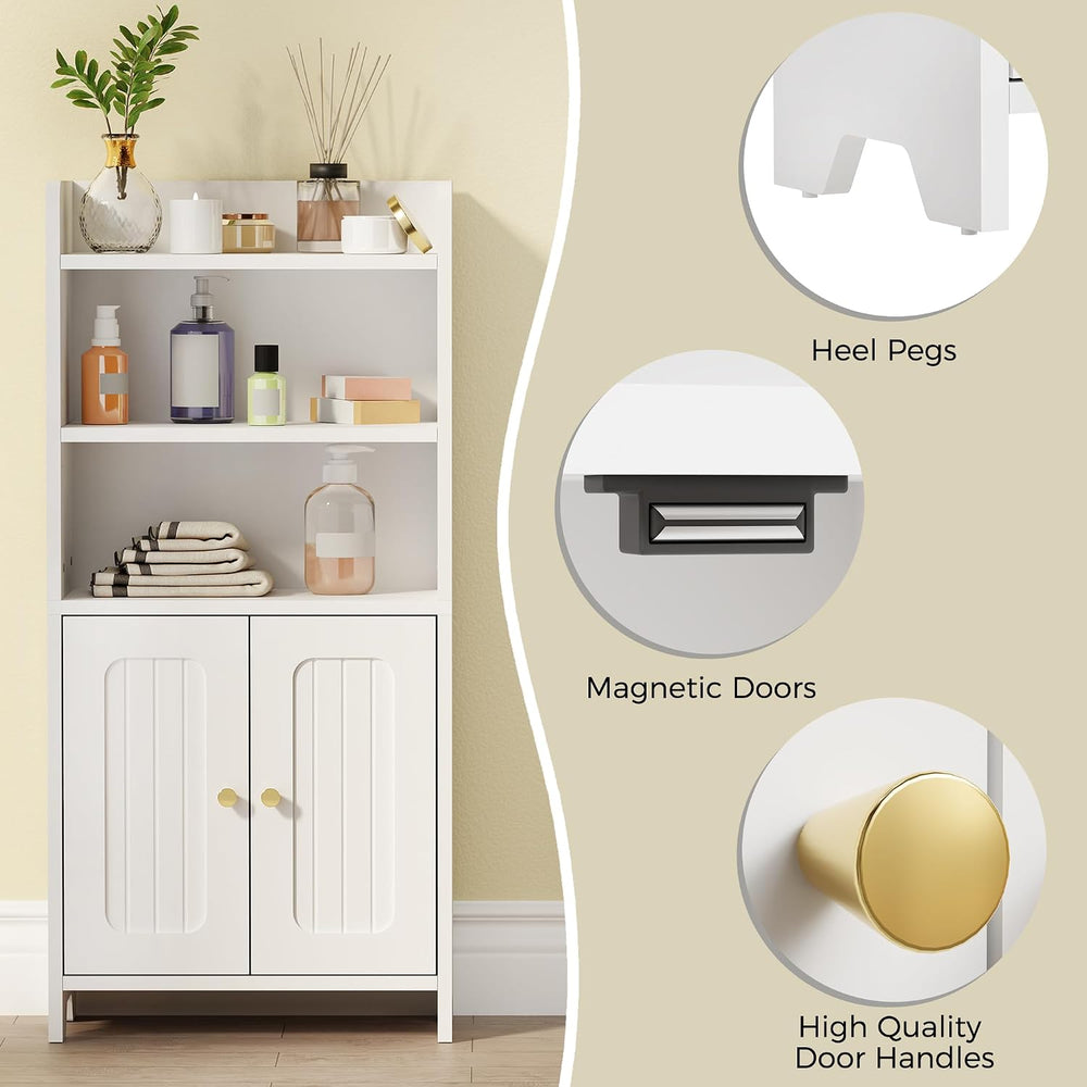 Small Bathroom Storage Cabinet, Bathroom Floor Cabinet with 2 Door, White