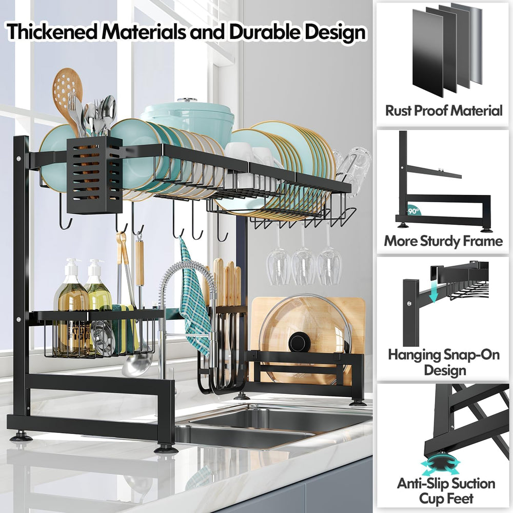 MAJALiS 2 Tier Extra Large Stainless Steel Over The Sink Dish Drying Rack